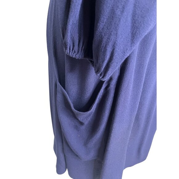 Reformation V Neck Long Sleeve Dress Navy Blue Size 6 Pockets - Picture 4 of 8